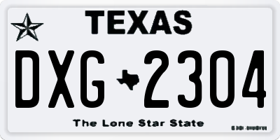 TX license plate DXG2304