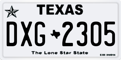 TX license plate DXG2305
