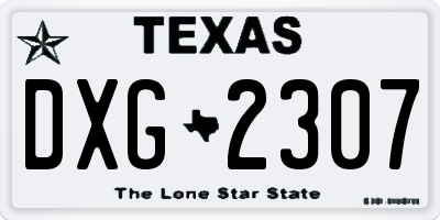 TX license plate DXG2307