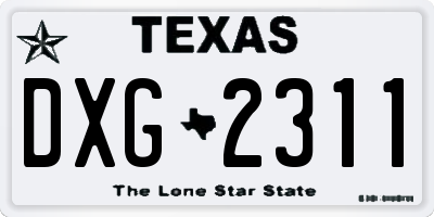 TX license plate DXG2311