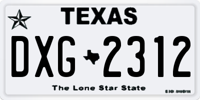 TX license plate DXG2312