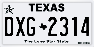 TX license plate DXG2314