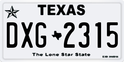 TX license plate DXG2315