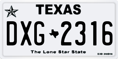 TX license plate DXG2316