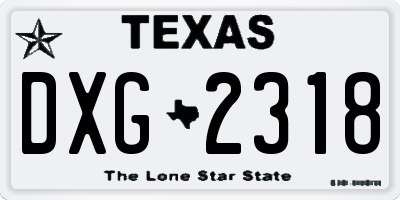 TX license plate DXG2318