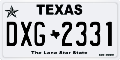 TX license plate DXG2331