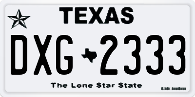 TX license plate DXG2333