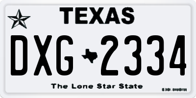 TX license plate DXG2334