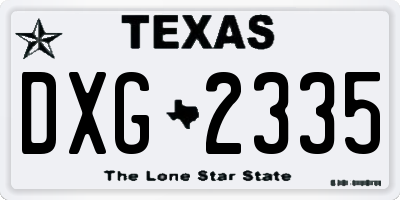 TX license plate DXG2335