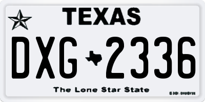 TX license plate DXG2336