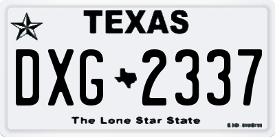 TX license plate DXG2337