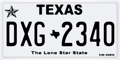 TX license plate DXG2340