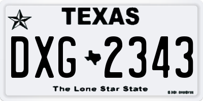 TX license plate DXG2343
