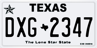 TX license plate DXG2347