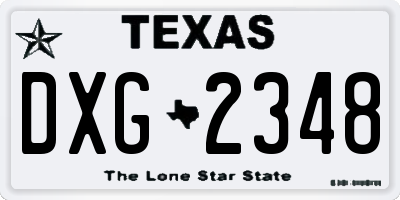 TX license plate DXG2348
