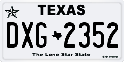 TX license plate DXG2352