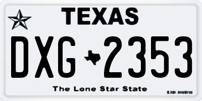 TX license plate DXG2353