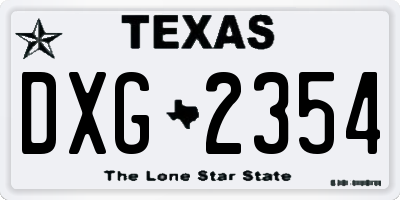 TX license plate DXG2354