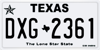 TX license plate DXG2361