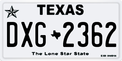 TX license plate DXG2362