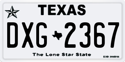 TX license plate DXG2367