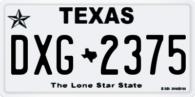 TX license plate DXG2375