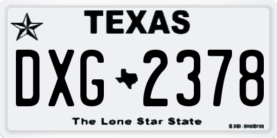 TX license plate DXG2378