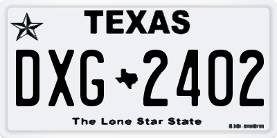 TX license plate DXG2402