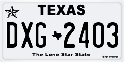 TX license plate DXG2403