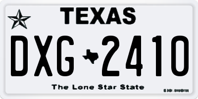 TX license plate DXG2410