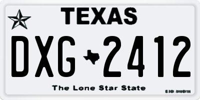 TX license plate DXG2412