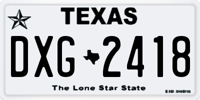 TX license plate DXG2418