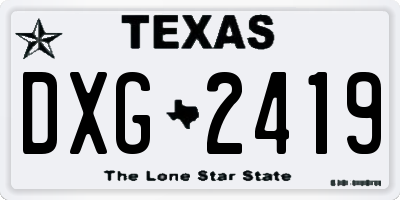 TX license plate DXG2419