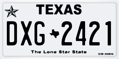 TX license plate DXG2421