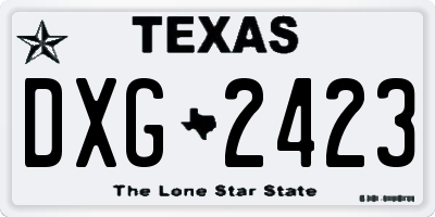 TX license plate DXG2423