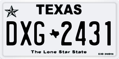 TX license plate DXG2431