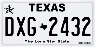 TX license plate DXG2432