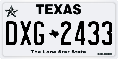 TX license plate DXG2433