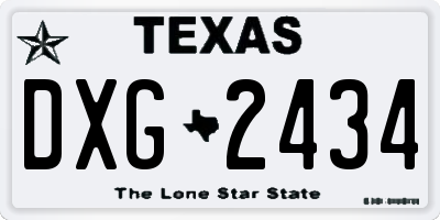 TX license plate DXG2434