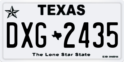 TX license plate DXG2435