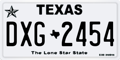 TX license plate DXG2454