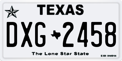 TX license plate DXG2458