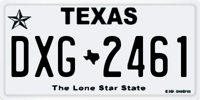 TX license plate DXG2461