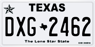 TX license plate DXG2462