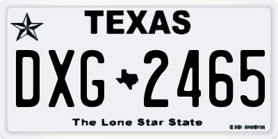 TX license plate DXG2465