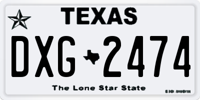 TX license plate DXG2474