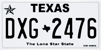 TX license plate DXG2476