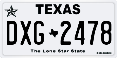 TX license plate DXG2478