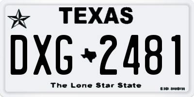 TX license plate DXG2481