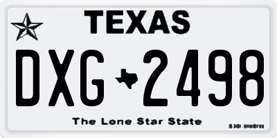 TX license plate DXG2498